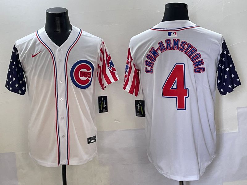 Men 2025 Chicago Cubs #4 Crow-Armstrong White a generation of national flags Joint Name Nike MLB Jersey style 1->chicago cubs->MLB Jersey